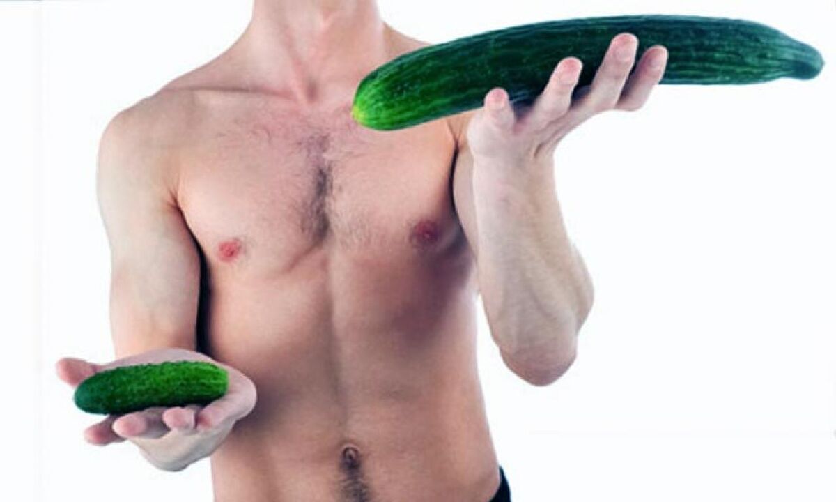 méid mór agus beag Dick ar shampla cucumbers